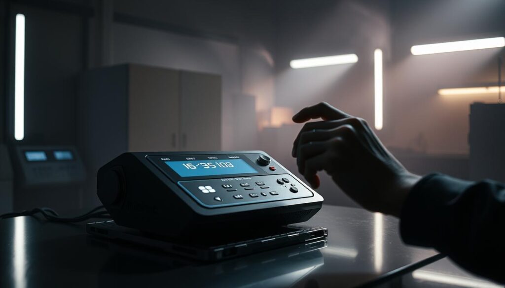 A dimly lit laboratory, with an intricate piece of technology resting on a sleek metal table. The device is a futuristic "minimic film recovery guide", its sleek lines and glowing panels hinting at its advanced capabilities. In the foreground, a pair of nimble hands carefully adjusts the settings, the operator's face obscured in shadow. The background is a hazy, atmospheric scene, with subtle lighting casting dramatic shadows, evoking a sense of mystery and anticipation. The overall mood is one of precision, focus, and the thrill of scientific discovery. A dimly lit laboratory, with an intricate piece of technology resting on a sleek metal table. The device is a futuristic "minimic film recovery guide", its sleek lines and glowing panels hinting at its advanced capabilities. In the foreground, a pair of nimble hands carefully adjusts the settings, the operator's face obscured in shadow. The background is a hazy, atmospheric scene, with subtle lighting casting dramatic shadows, evoking a sense of mystery and anticipation. The overall mood is one of precision, focus, and the thrill of scientific discovery.
