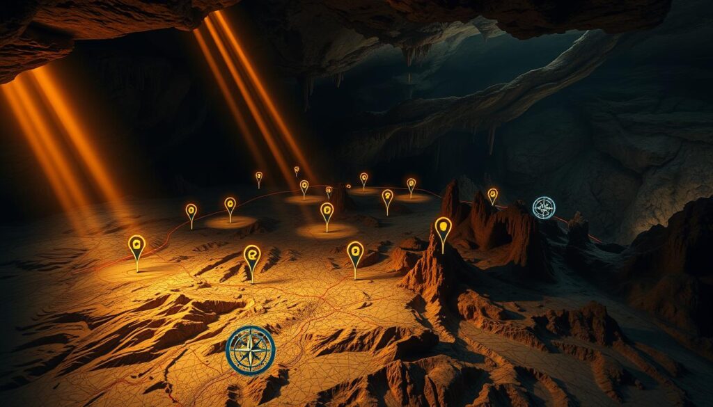 map markers and cave navigation
